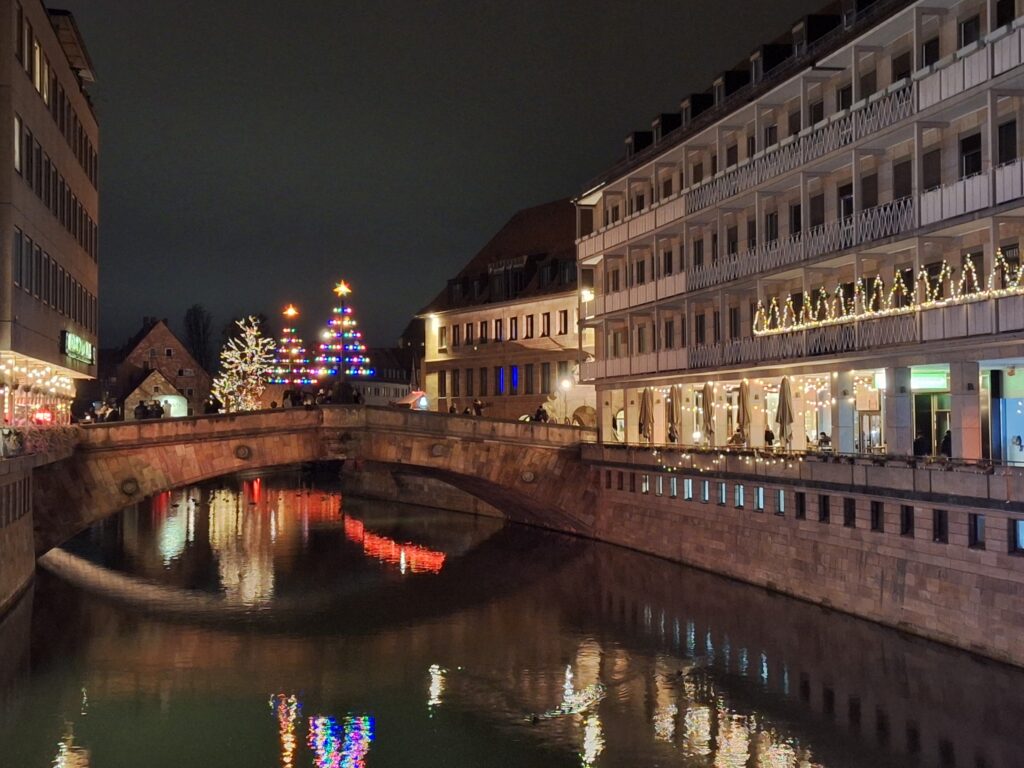 An image of a bridge in Nuremberg at Christmas